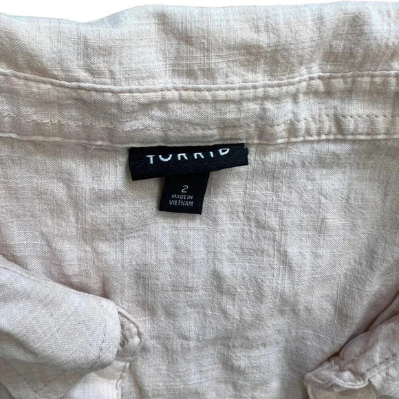 Torrid Peach Blush Textured Woven Cotton Button Up Blouse 2X - Picture 5 of 5